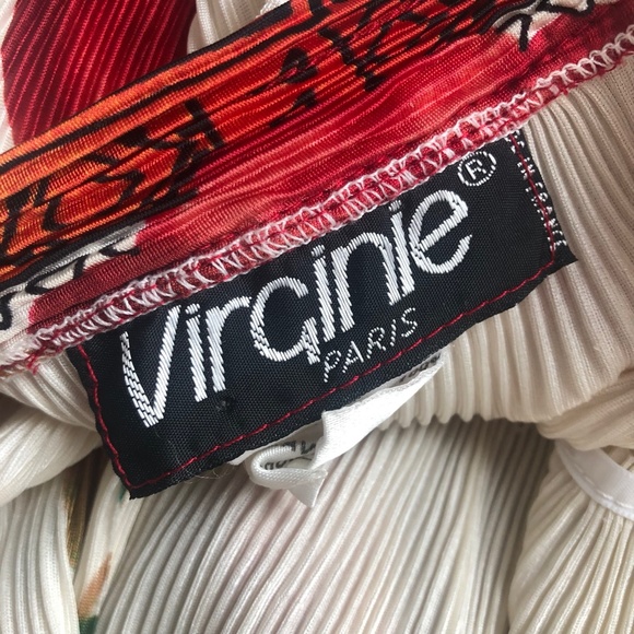 Virginie Paris Micro Pleated 2 Pc Dress Floral Vintage France - Picture 12 of 12